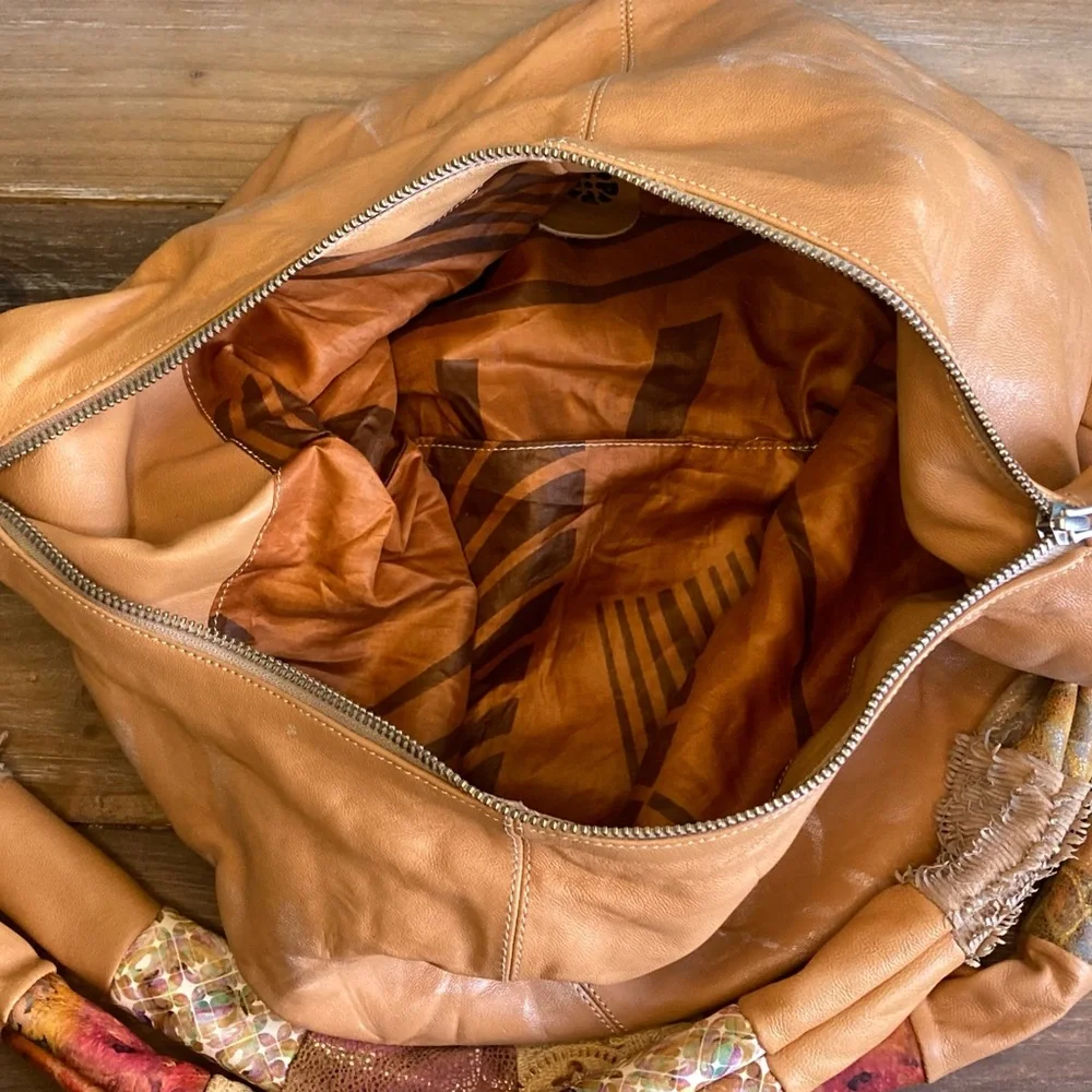 Women's Large Orange Leather Hobo Shoulder Bag